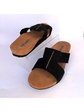 SoftWalk Beverly Black Suede Sandals Memory Foam slides Women Size 12W